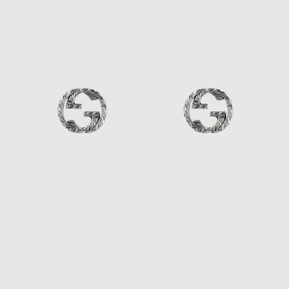 Gucci new interlocking GG 925 Silver Stud Earrings $330 MSRP